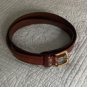 Chaps Brown Leather Belt with Gold Buckle